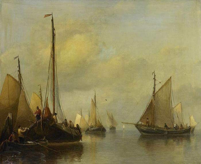 Antonie Waldorp Fishing Boats on Calm Water oil painting image